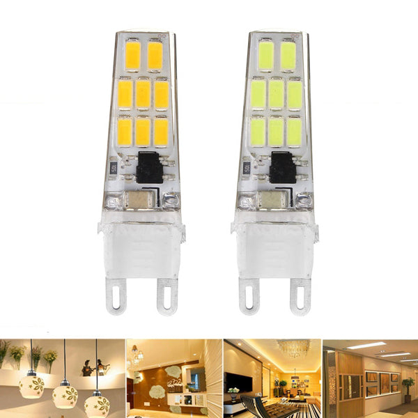 10X G9 3W SMD5733 12LEDs Warm White Pure White Silicone Crystal Light Bulb AC220V