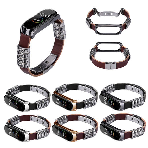 Bakeey Retro Butterfly Push Button Deployment Buckle Metal Watch Band Strap Replacement for Xiaomi Mi band 3 Xiaomi Mi band 4