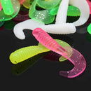 ZANLURE 100PCS 71G Soft PVC Fishing Lures Single Curl Tail Grub Worms Hook Baits