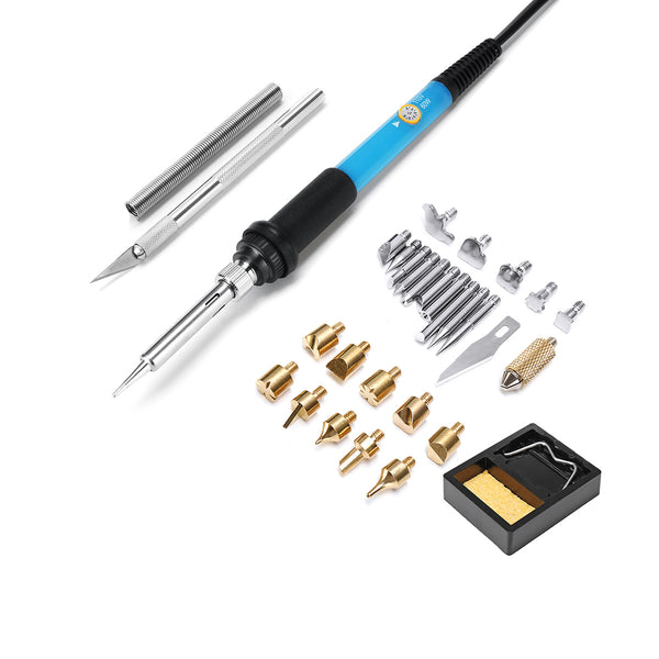 50Pcs 110V 60W Wood Burning Pen Set Stencil Soldering Tips Tools Pyrography Kit