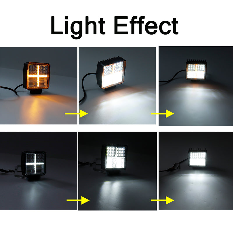 Square 114W 38 LED Work Light 12V 24V Off Road Spot Lamp For Car SUV Trailer Wall Lamp