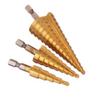 Drillpro 6Pcs 4-12/4-20/4-32mm Step Drill Bit with 3/6/8mm Hole Grooving Drill Bits Saw Carpenter Woodworking Tool