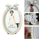 6 Inch Oval Photo Frame Crystal Bow Pearl Home Decor Christmas Gift Picture Frame