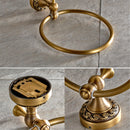 Antique Brass Carved Bathroom Accessories Set Bath Hardware Towel Bar Holder