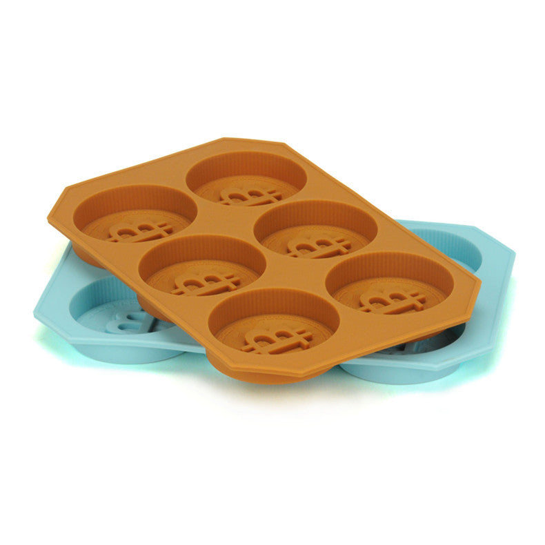 6 Grids Bitcoin Design Silicone Ice Cube Tray DIY Chocolate Cookies Biscuit Baking Ice Mold Maker