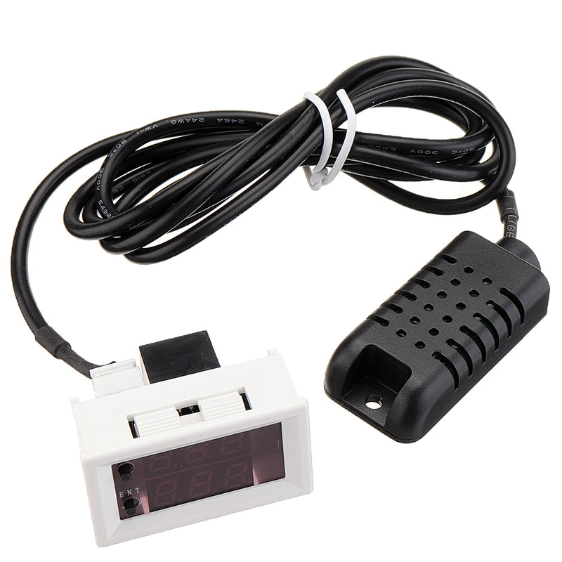 W2026C DC 12V 10A Digital Hygrometer Humidity Meter with Red/Blue LED Display Hygrometer Adjustable Humidity Controller Sensor Switch