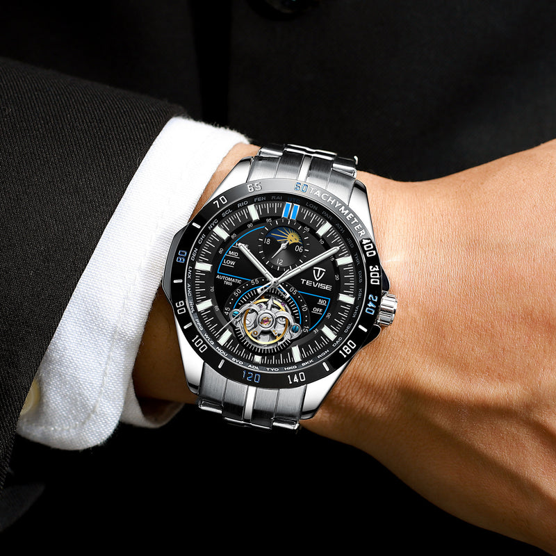 TEVISE T855 Waterproof Full Steel Automatic Mechanical Watch Business Style Men Watch