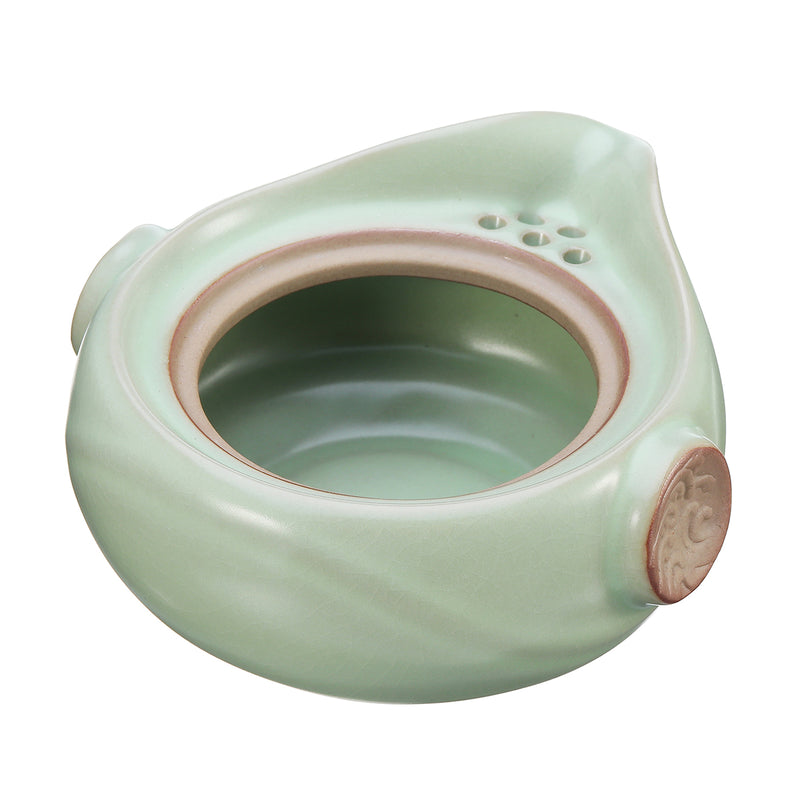 Handmade Chinese Travel Tea Pot Ru Kiln Kung Fu Tea Set Ceramic Teacup Carry Bag