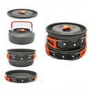 Foldable Non Stick Aluminium Pot Pan Kettle Camping Cook Cooking Cookware Set