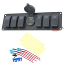 6-Gang Rocker Switch Panel Circuit Breaker + USB 4.2A for RV Car Marine Boats