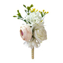 Wedding Party Rose Silk Flower Bridal Groomsman Corsage Corsage White