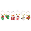 6pcs/Set Christmas Wine Glass Charms Marker Rings Xmas Table Decoration