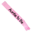 Auntie to be Writing Baby Shower Party Sash Pink