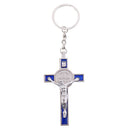 Crucifix Jesus Christ Cross Statue Figurine Keyring Car Home Chapel Decor Silver Blue