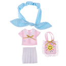 4 Pieces Clothes Suit for 12inch Blythe Licca Doll Pink Shirt Pleated Skirt Handbag Hair band Dress Up Accessories