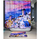 Home Hotel Bathroom Shower Room Door Window Decor Extra Long Fabric Bath Shower Curtain With 12 Hooks Greece Pattern Charms