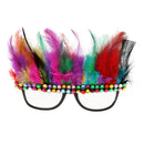 Fun Colorful Feather Rhinestone Glasses Specs Beach Cocktail Party Eyeglasses Dress up Festivals Prop