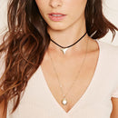 Gothic Victorian Vintage Double Layers Choker Gold Pendant Necklace