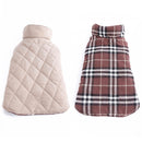 Pet Dog Waterproof Reversible Plaid Jacket Coat Winter Clothes Brown L