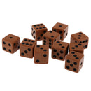 Pack of 10 Pieces 18mm Six Sided D6 Spot Dice for D&D TRPG Party Game Toy Brown