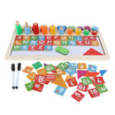 Montessori Wooden Children's Logarithmic Drawing Board with Geometric Blocks & Magnetic Stickers