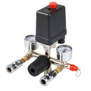 Air Compressor Pressure Control Switches with Pressure Regulator Gauge Safety Valve Fitting Set ~ 90-120PSI, 5-8BAR, Black