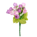 1 Bunch Artificial Rose Artificial Flower Bouquet For Home Birthday Wedding Party Floral Decor Bridal Bouquet Decor - Purple