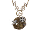 Vintage Rock Multigear Horse Watch Shaped Steampunk Dangle Pendant Necklace with Key Shaped Long Adjustable Chain Choker