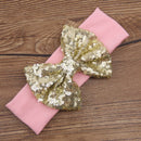 Baby Girl Elastic Soft Comfortable Sequined Bowknot Headband Headwear Hair Accessory Pink 18.5cmx6.5cm