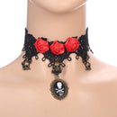 Retro Handmade Craft Lace Royal Vampire Choker Gothic Necklace Bracelet Black Pendant Chain