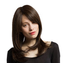 18" Women Ladies Medium Long Straight Synthetic Hair Wigs Lace Front with Cap Dark Brown - Easy to Care