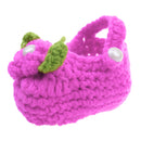 Pair of Baby Toddler Knitting Cotton Flower Pearl Design Prewalker Crochet Warm Crib Shoes Purple