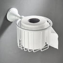 Wall Mounted Toilet Paper Roll Holder Tissue Dispenser Basket Bathroom Rack, White