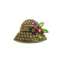 Charming Jewelry Retro Gold Hat Shape Crystal Clothing Accessory Brooch Pin
