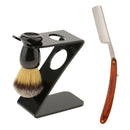 3 IN 1 Professional Salon Barber Shaving Brush Set Shaver Stand Holder Straight Razors Tools for Men Beard Cleansing