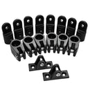 16 Pieces/Set Durable Black Nylon Marine Boat Deck Hinge Jaw Slide Eye End Cap Fitting Hardware Accessories for 4 Bow Bimini Top