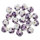 Fashionable Flower Ceramic Porcelain Loose Spacer Beads Charms For Jewelry Bracelet Making Craft Findings DIY Pack of 20PCS Purple