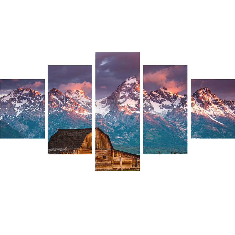 1 Set of 5PCS Canvas Painting for Home Bedroom Cafe Hotel Room Wall Art Wall Decor Paintings Mountain Print Charms 20*30/40/50cm