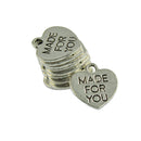 50 Pieces/ Lot Retro Tibetan Silver Heart MADE FOR YOU Pendant Spacer Beads DIY Findings for Jewelry Making