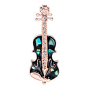 Fashion Crystal Gold Violin Brooch Pin Wedding Party Jewelry Clothes Decor