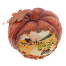 Hand Painted Vivid Orange Pumpkin Figurine For Backyard Lawn or Garden Decor 6.3inch
