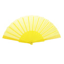 Polyester Fabric Hand Fan Flat Plain Plastic Keel Folding Purse Bamboo Girl Yellow