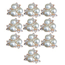 10 Pieces Pearls Flower Rhinestone Buttons DIY Craft Embellishment Flat Back