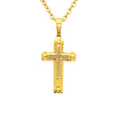 Gold Stainless Steel Cross Pendant Lord's Prayer Necklace for Men Women Gift