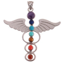 Natural Gemstone Beads Reiki 7 Chakra Healing Yoga Angel Wing Charm Pendant woMen Men's Fashion Jewelry