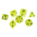 Set of 7 Plastic Multi-sided Dice Noctilucence Dices for Board Card Game Parts Yellow