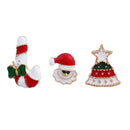 3pcs Party Christmas Hat & Sticks Brooch Crystal Collar Brooch Pin Badge