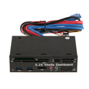 5.25 Inch PC Dashboard Media Front Panel Audio, With e-SATA Dual USB 3.0 Five-in-one Card Reader (SD / MMC / CF / MS / TF / M2)