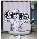 Home Hotel Bathroom Shower Room Door Window Decor Sporty Girl Print Extra Long Fabric Bath Shower Curtain With 12 Hooks
