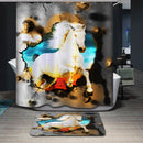 Home Bathroom Bedroom Door Window Use Extra Long Fabric Bath Shower Horse Print Pattern Curtain With 12 Hooks